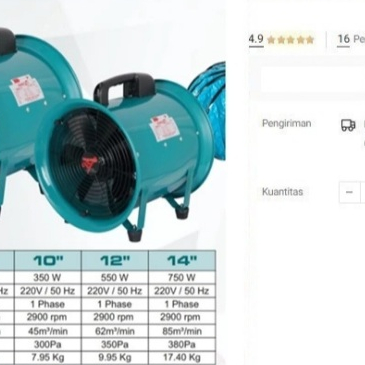 

Blower Ventilator 10" YAMAMAX Portable Exhaust Kipas Industrial Fan