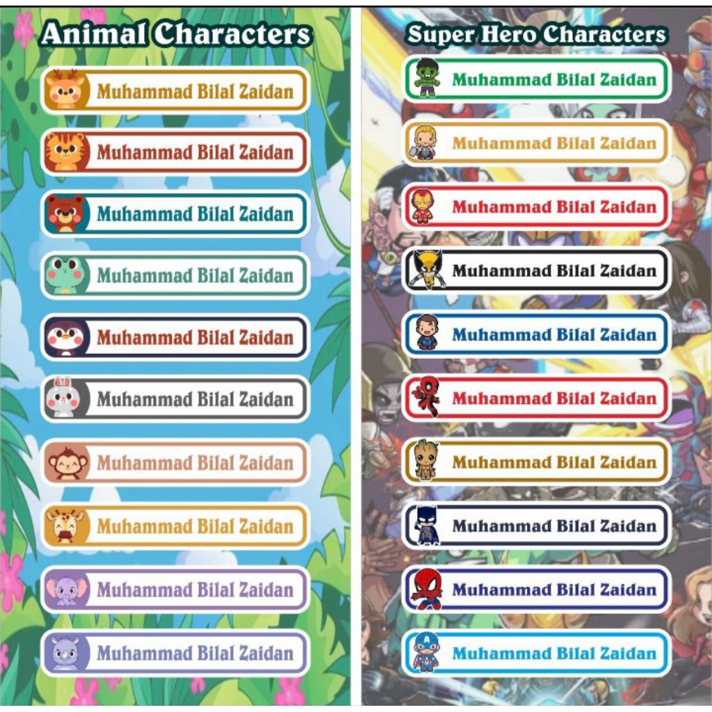 

STICKER NAMA UNTUK ALAT TULIS ANAK