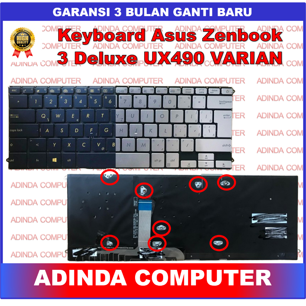 Keyboard Asus ZenBook 3 Deluxe UX490 UX490CA UX490U UX490UA UX490UAK UX490UAR Silver