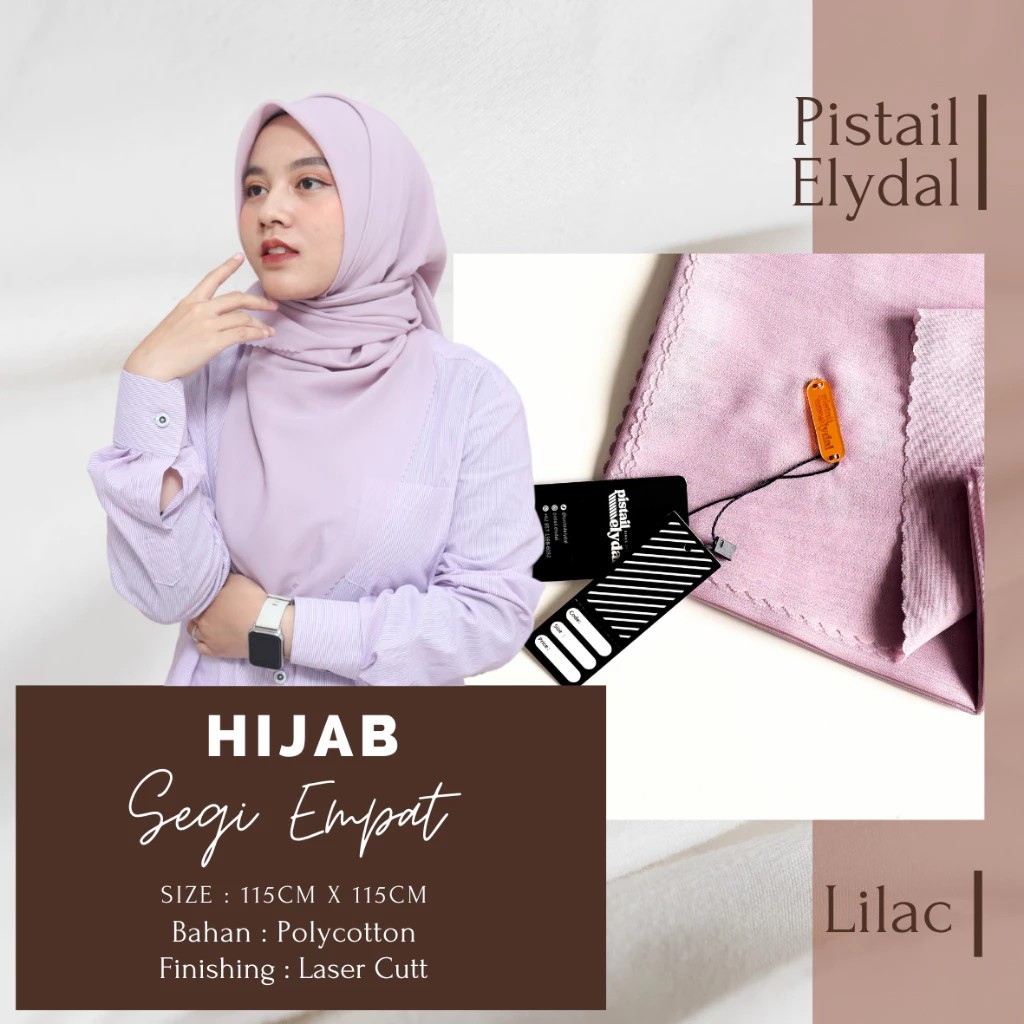 HIJAB SEGI EMPAT POLOS LILAC POLY COTTON | KERUDUNG SYAR'I POLLY COTTON ANTI LETOY DAN KUSUT