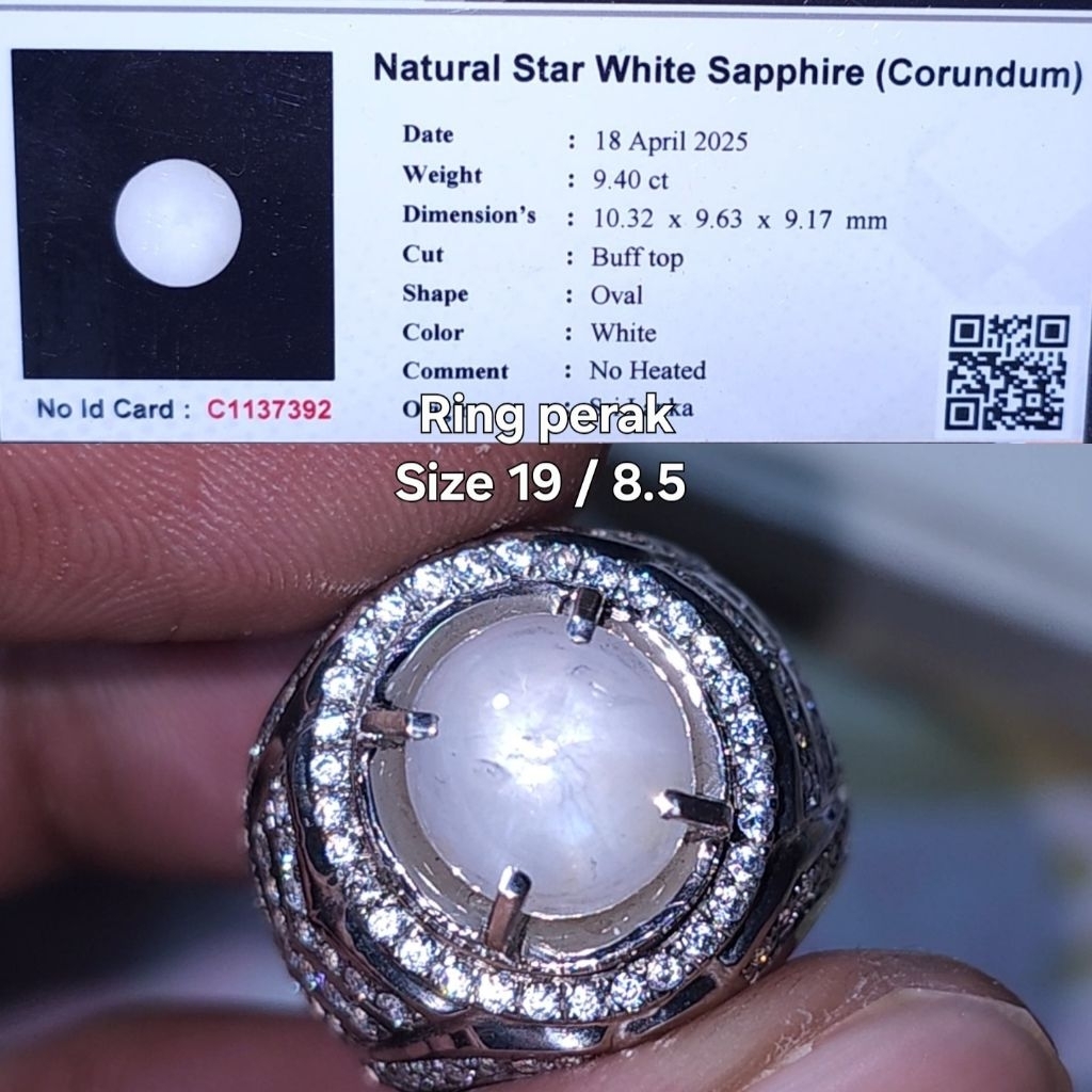 Natural white sapphire star ceylon safir srilanka no treatment
