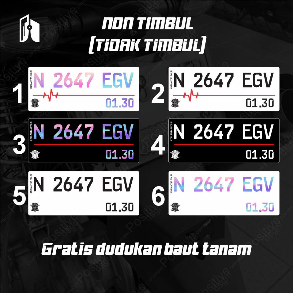 Plat Nomor Motor Akrilik Hologram Custom, Plat akrilik custom, Plat nomor akrilik SATUAN
