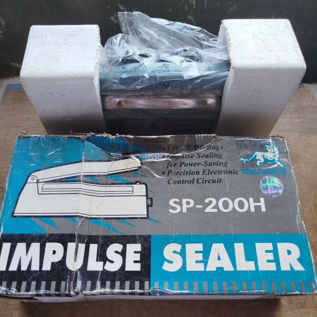 Mesin Press Plastik 20 cm Double Leopards Impulse Sealer SP-200H Biru Asli