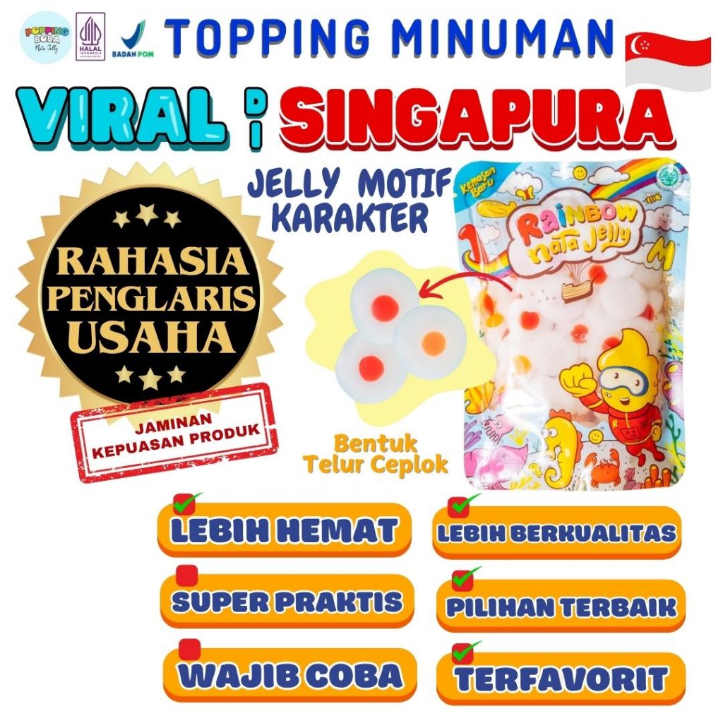 

Jelly Motif Karakter Topping Minuman - Jelly Bentuk Telur Ceplok Mini Cocok Untuk Semua Minuman | Popping Boba Meletus Pecah Dimulut Nata Jelly