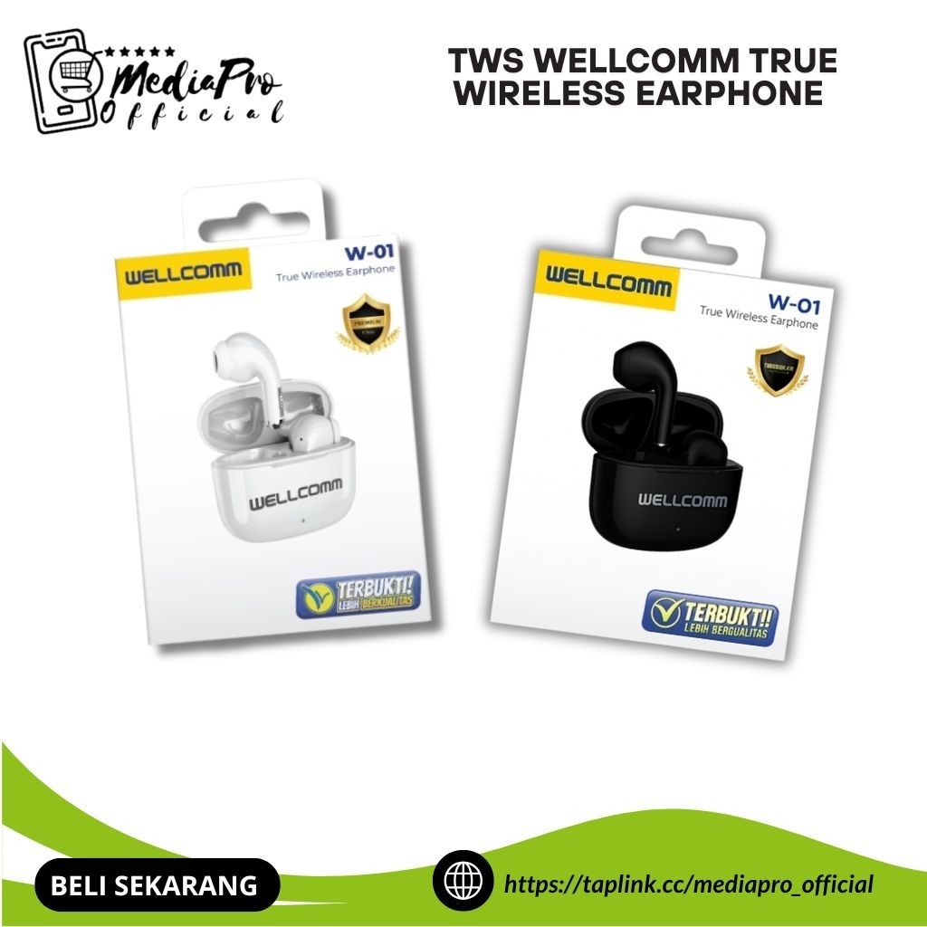 TWS WELLCOMM W-01 earphone bluetooth original