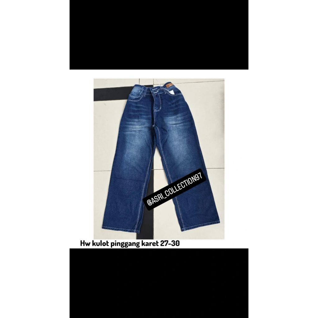 Hw kulot jeans_wanita pinggang karet stret/melar28-30 31-34