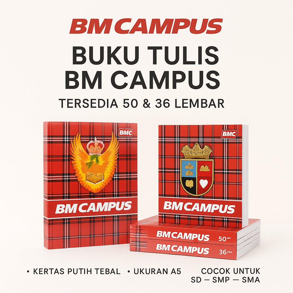 

Buku Tulis BM Campus 50 Lembar Isi 10 Pcs / Buku Tulis Anak