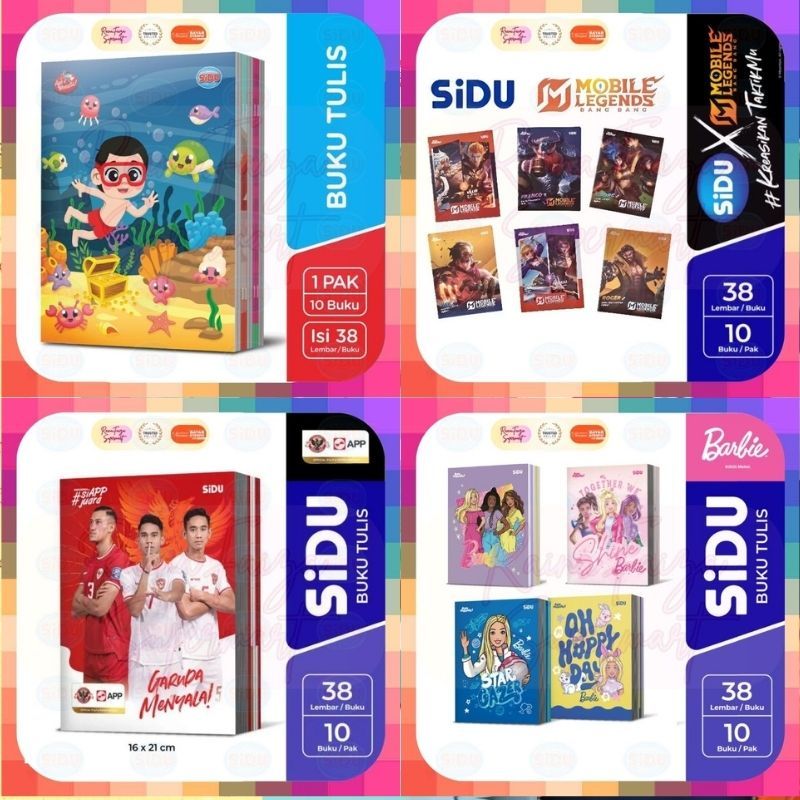 

Buku Tulis SIDU 38 Lembar [] 1 Pack isi10 Buku [] Karakter Mobile Legends [] Barbie [] Random