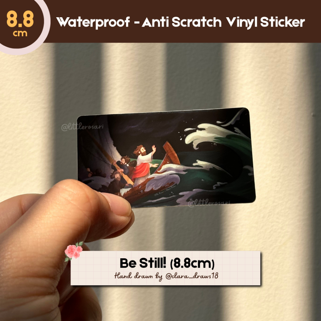 

Stiker Katolik Waterproof - Yesus Menghardik Badai | Vinyl Anti Gores 5cm | Handdrawn Sticker