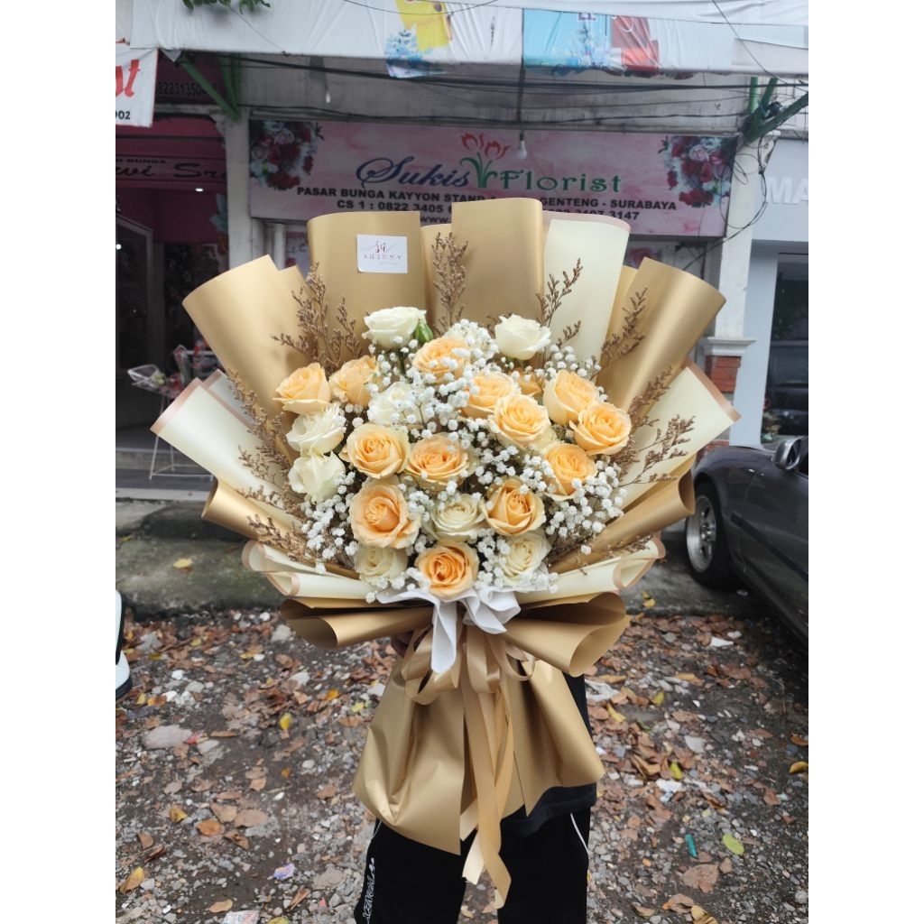 BOUQUET BUNGA MAWAR MIX/Buket Bunga Fresh Surabaya/Bunga Asli Surabaya