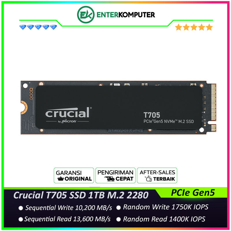 Crucial T705 SSD 1TB M.2 2280 PCIe Gen5 x4 - CT1000T705SSD3 / SSD 1TB