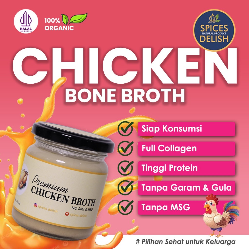 

Spices Delish - Chicken Bone Broth | Kaldu Tulang Ayam Kampung Organik MPASI BB Booster 200ml
