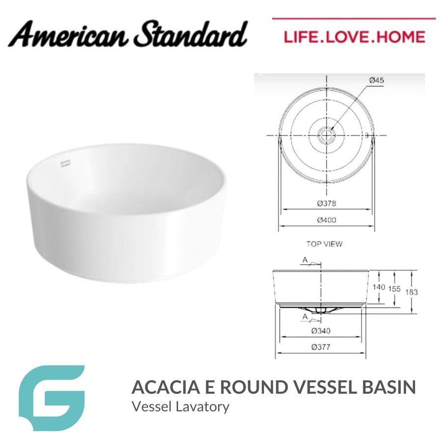 American Standard Wastafel Meja Acacia E Round Vessel Basin