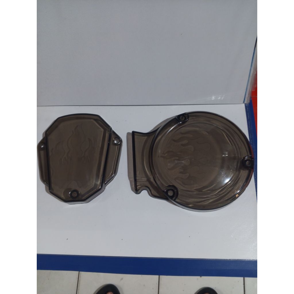 cover blok tutup bak transparan RX-King bening dan hitam