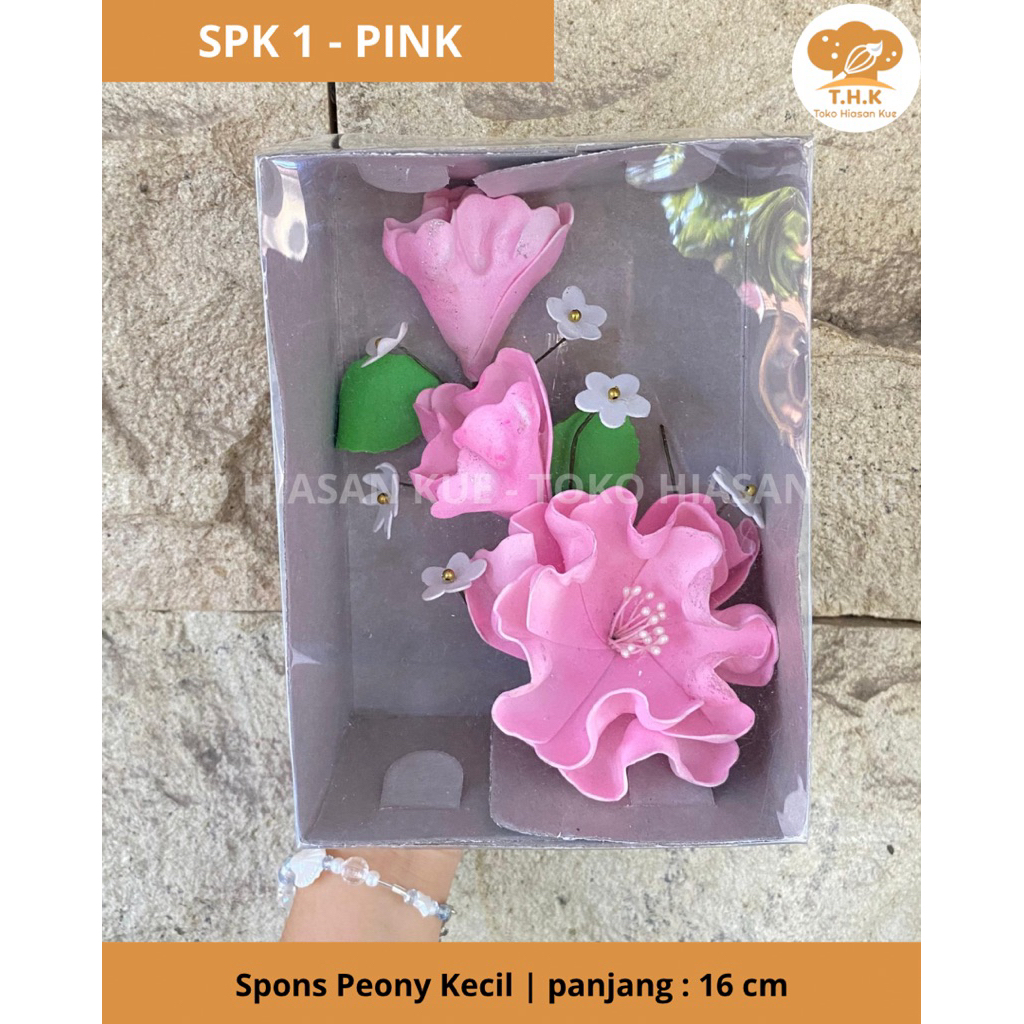 SPK1 - Hiasan Kue Bunga Wedding Pengantin Rangkaian Spons Peony Kecil