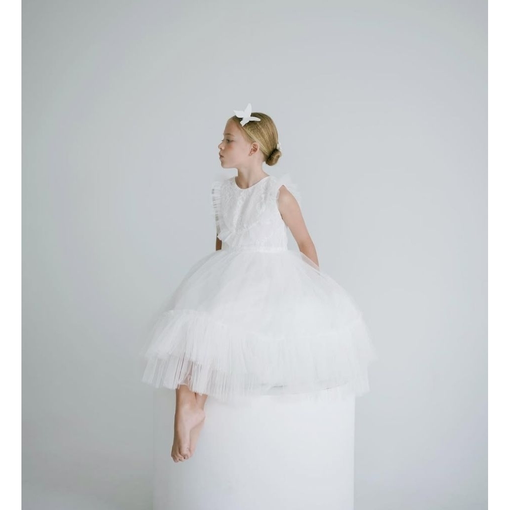 KAKAPO PR3L0V3D CHRISTELLE CLASSIC WHITE DRESS / GAUN PESTA PUTIH ANAK PEREMPUAN SIZE 8