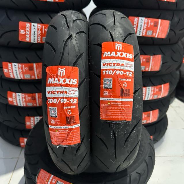 Paket Ban Maxxis 100/90-12 dan 110/90-12 VictraCt Tubeless untuk Freego/Scoopy Ring 12