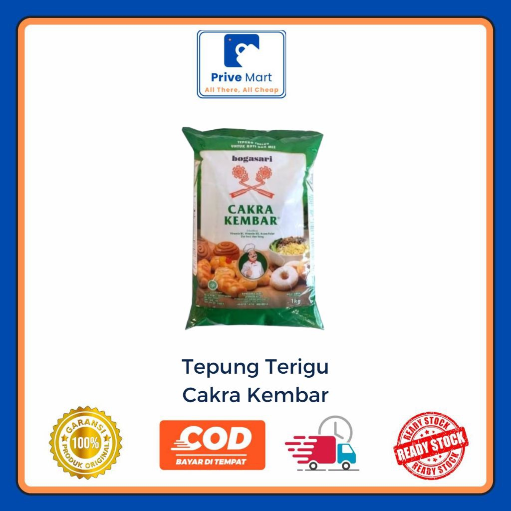 

Bogasari Cakra Kembar Tepung Terigu 1kg Prive Mart