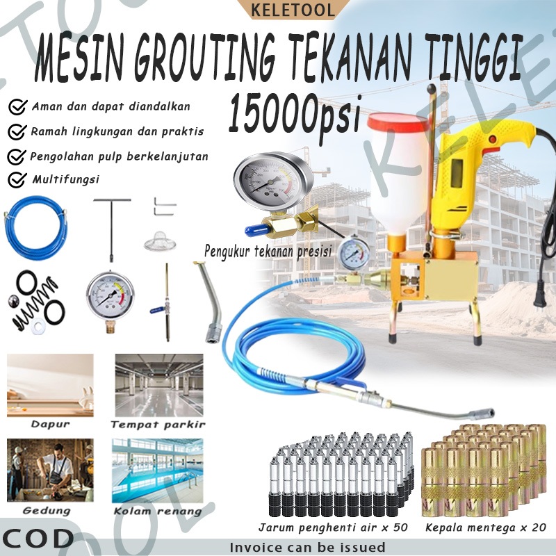 Mesin Injeksi PU Beton Grouting Beton Machine Alat Injeksi Beton Injection Pump Epoxy Tabung Ganda P