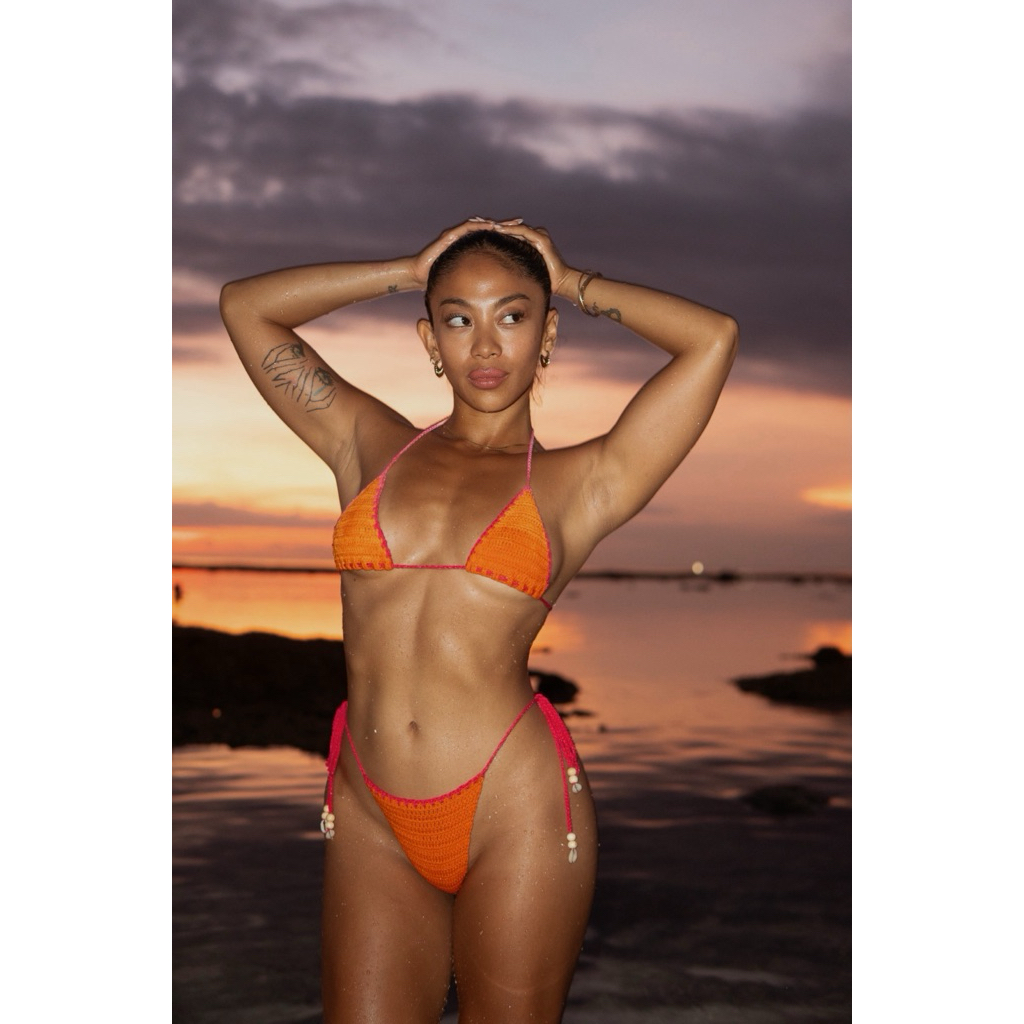 Bikini Wanita 1 Set Rajut Crochet Orange Kuning - Tropicó Tangerine | Baju Renang Sexy Chic Premium 