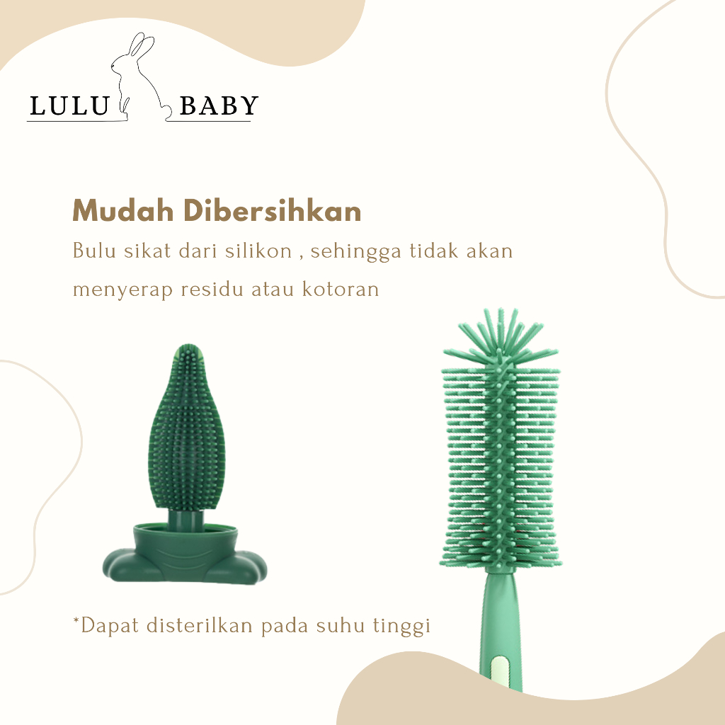 Sikat Botol Susu Bayi Silikon 3 In 1 BPA Free Sikat Empeng Bayi Sikat Sedotan Kecil RB11
