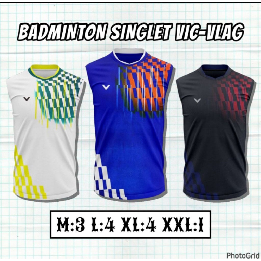 Singlet Badminton / Atasan Singlet Badminton / Kaos Badminton / Jersey Singlet Badminton / Singlet V