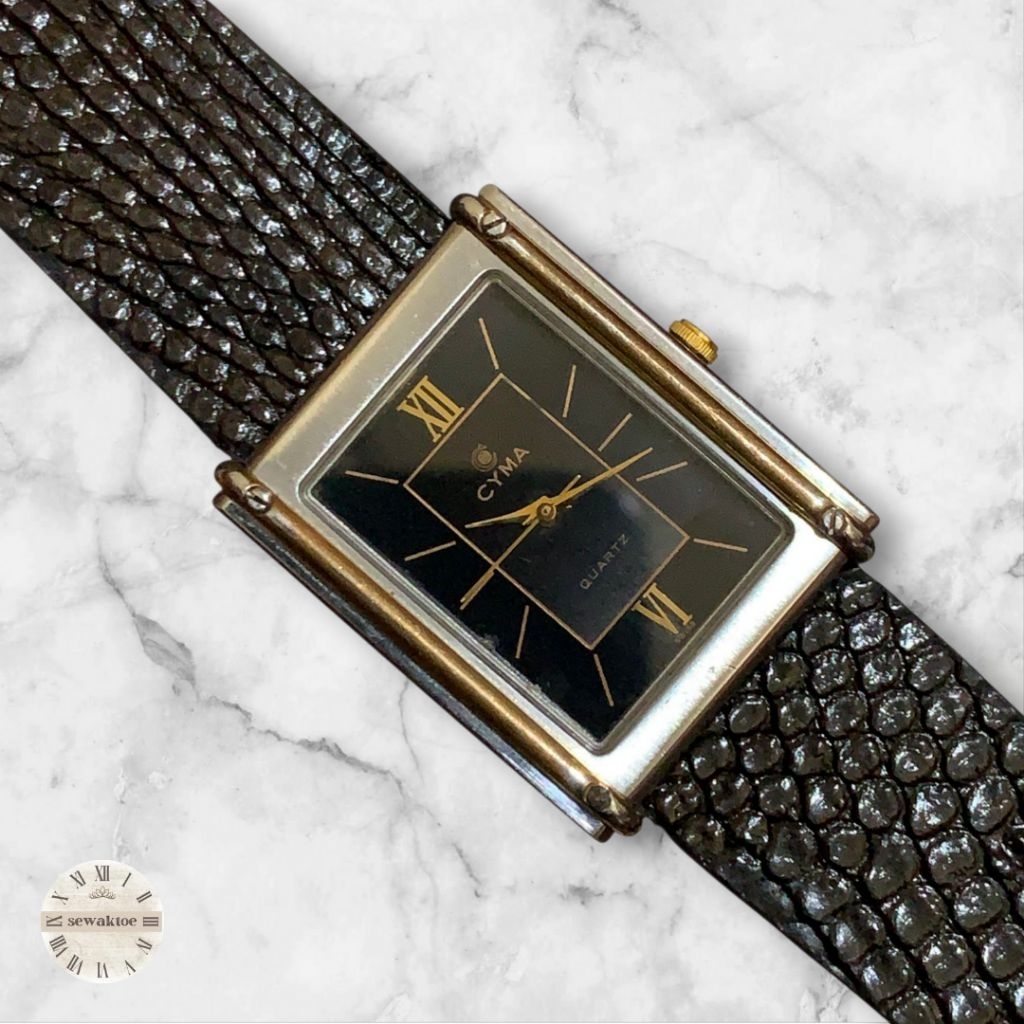 Cyma Tank Two Tone Black Dial Swiss Movetment Original