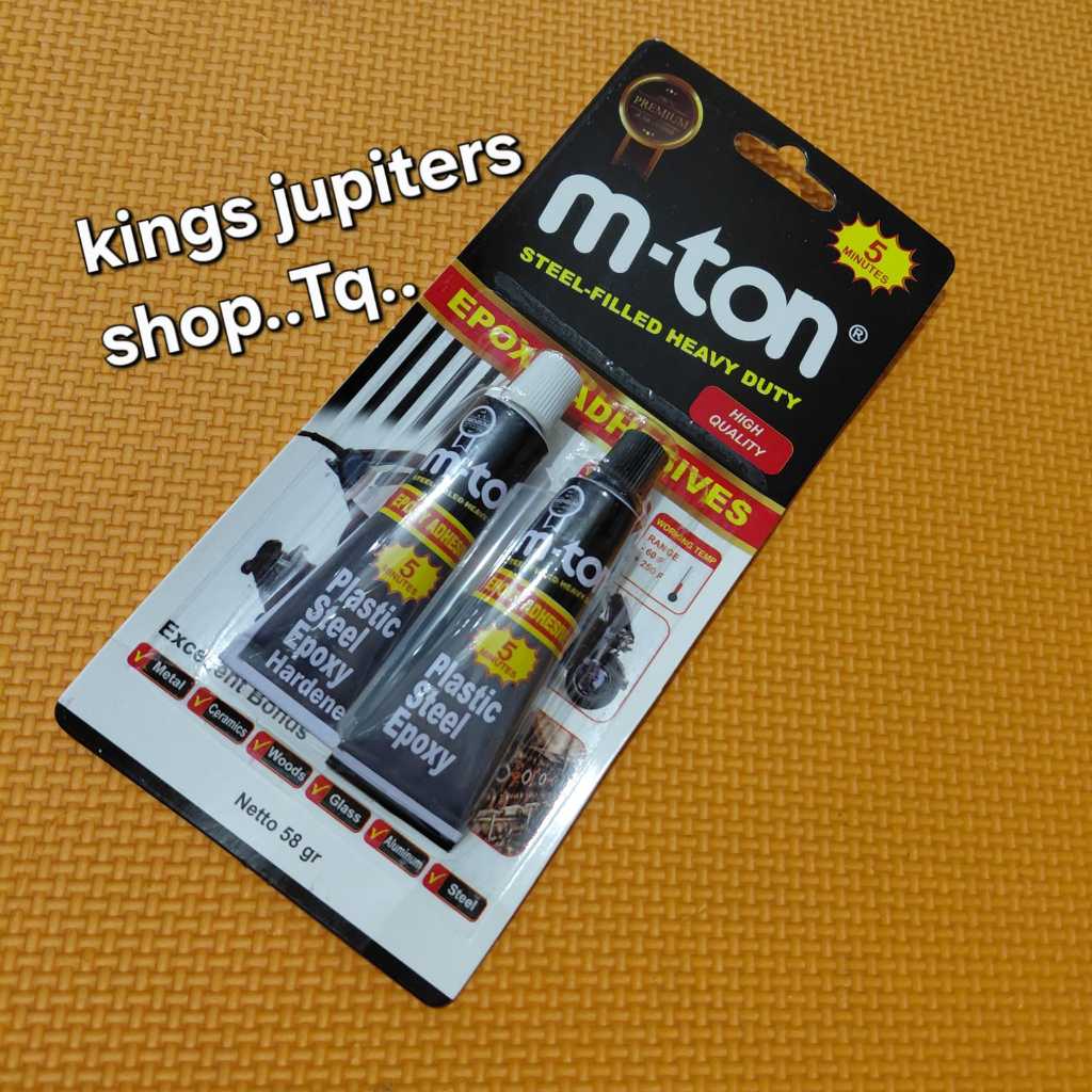 1pc LEM BESI M-TON 58GR HITAM + PUTIH TAHAN PANAS plastik steel epoxy glue tempel