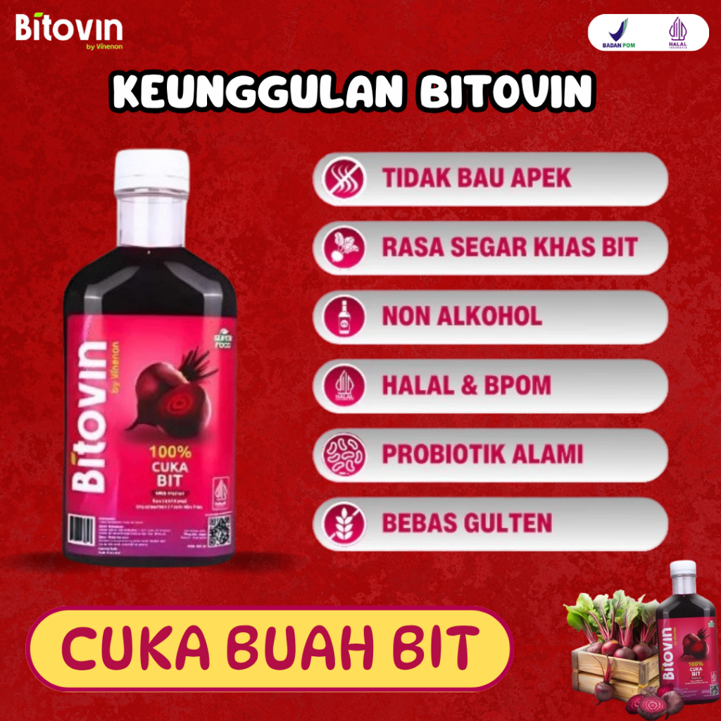 

RB BITOVIN Paket 1 Botol - Cuka Buah Bit Solusi Hipertensi Jaga Kesehatan Jantung Penambah Darah