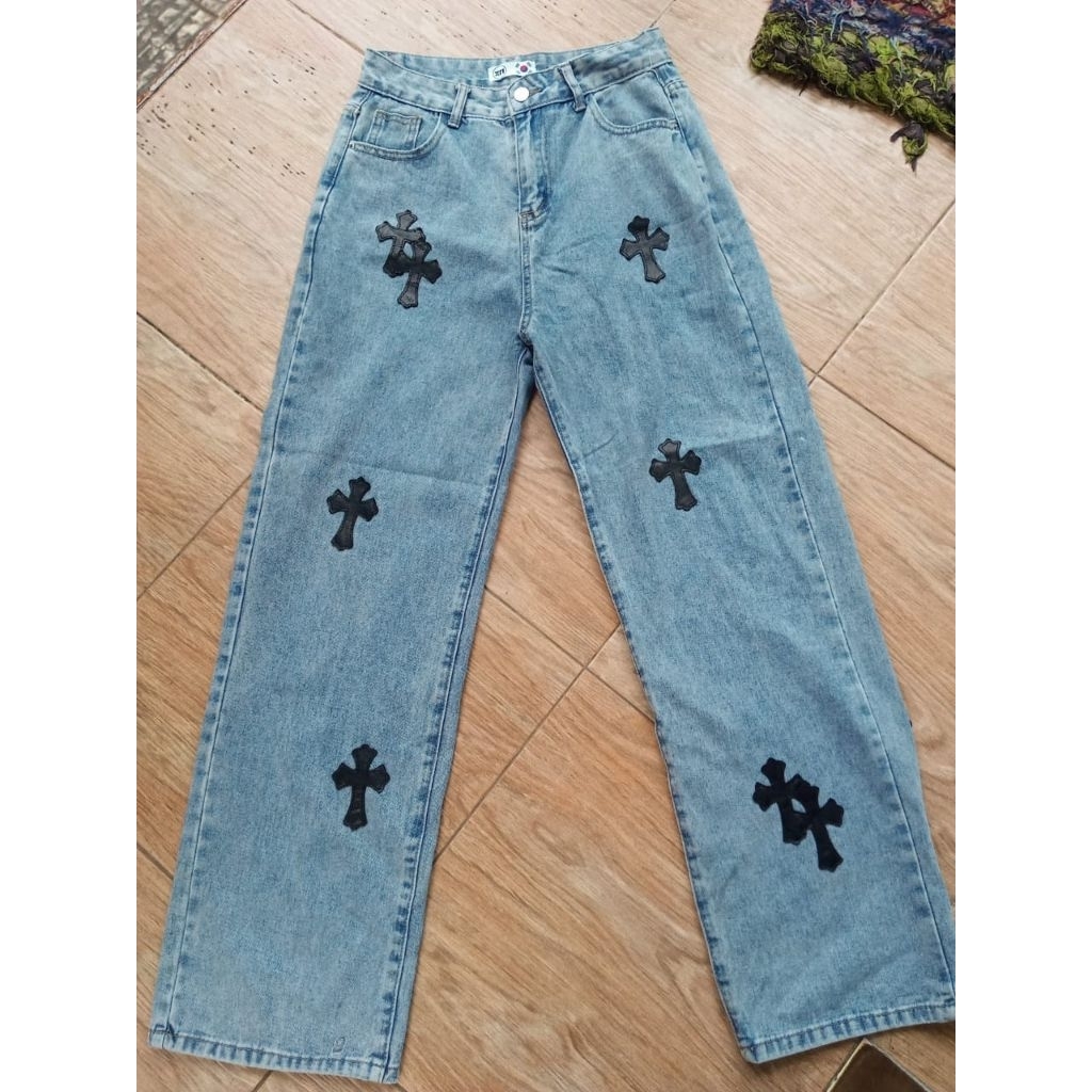 Baggy jeans chrome hearts rework