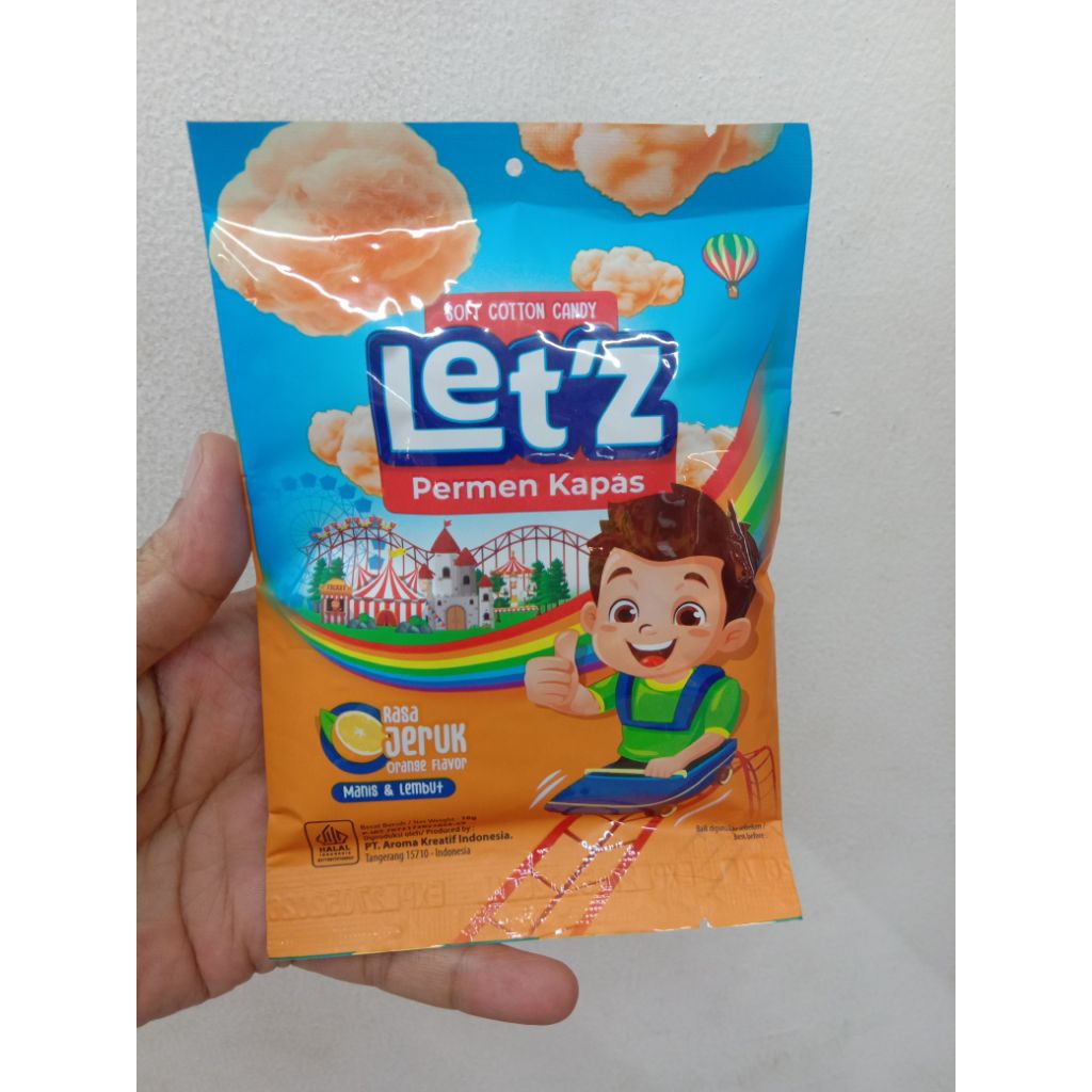 

Permen kapas Let'z 10g rasa jeruk dan strawberry