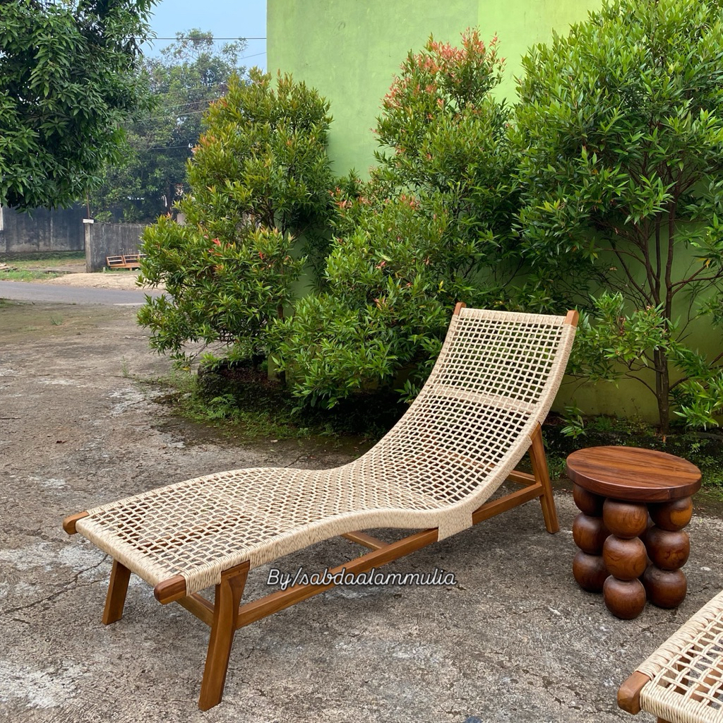 kursi malas jati rotan lengkung sunbed pool lounger bangku rotan kursi kolam renang kursi pantai kur
