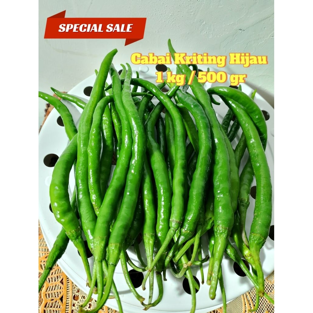 

Cabai Keriting Hijau (kriting hijau) Segar 1 kg / 500 gr