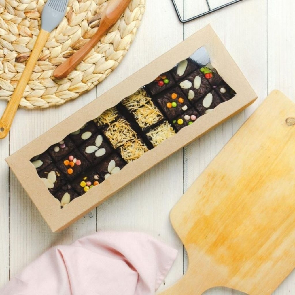 

BOX BROWNIES 31 - Dus kue kemasan brownis kotak kado packaging hampers box kue bolu snack 31x11x5 cm