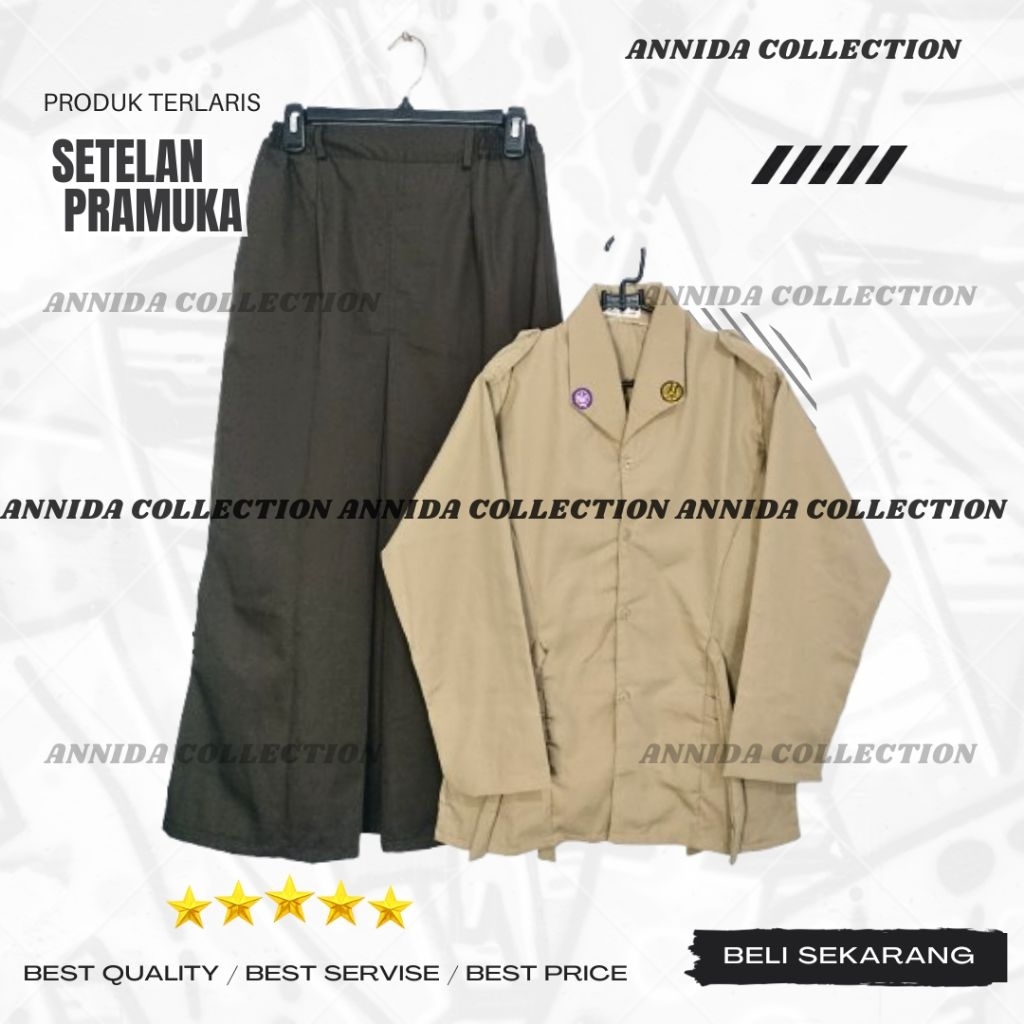 Setelan Seragam Sekolah Kemeja Tali pramuka Coklat+ Rok Span Belah 1