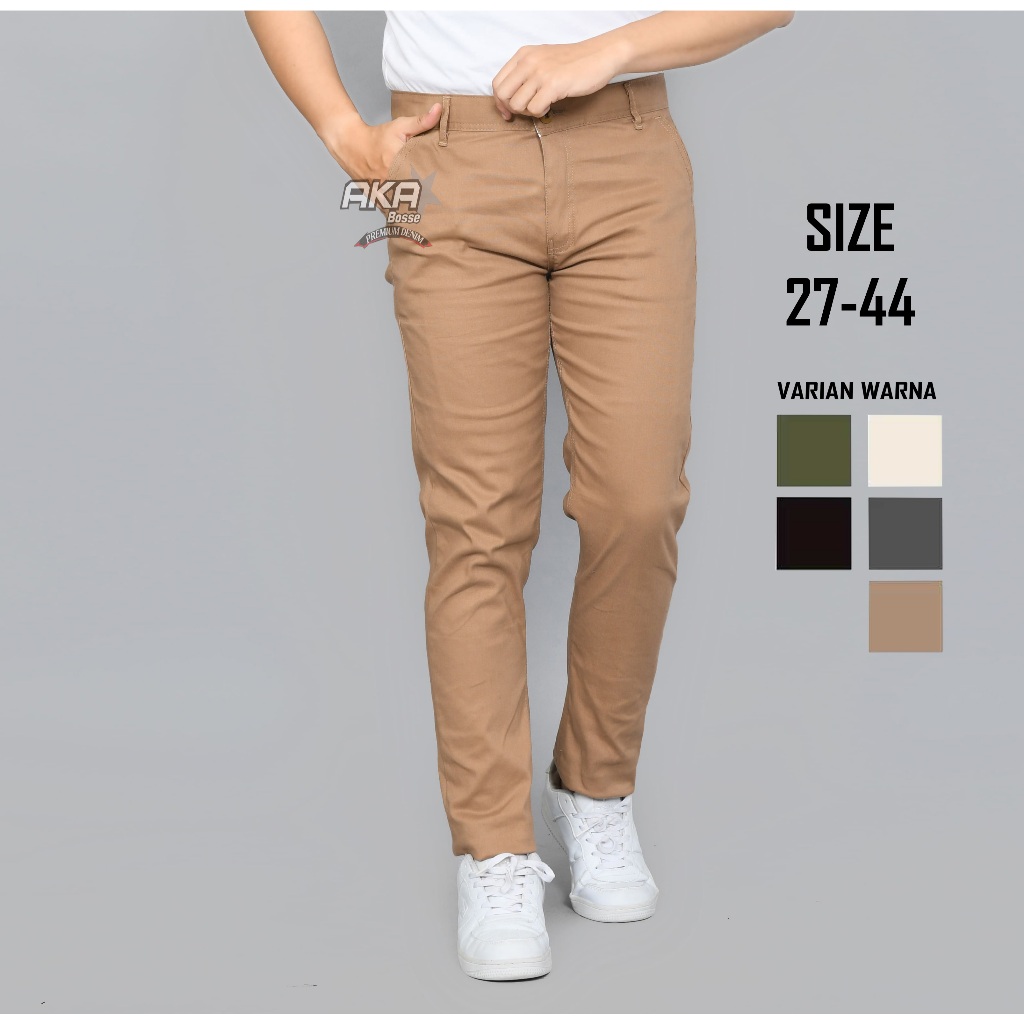 CELANA PRIA CHINO Slim fit Panjang Kerja kantor Santai Liburan Cowok Gentleman Boy Skinny