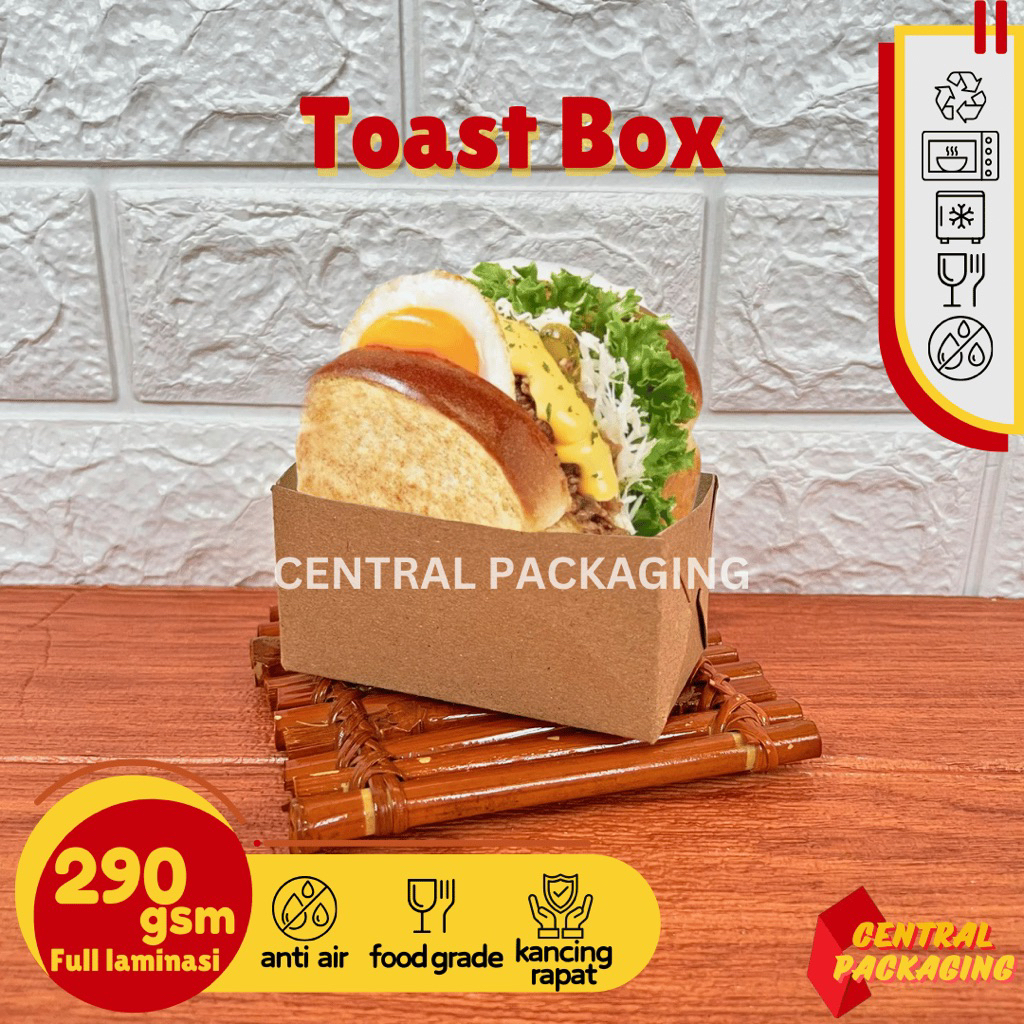 Toast Box Kraft Laminasi 290 gsm / Box Roti Sandwich Roti Panggang / Sleeve Box ukuran 10.5x5.5x5.5 