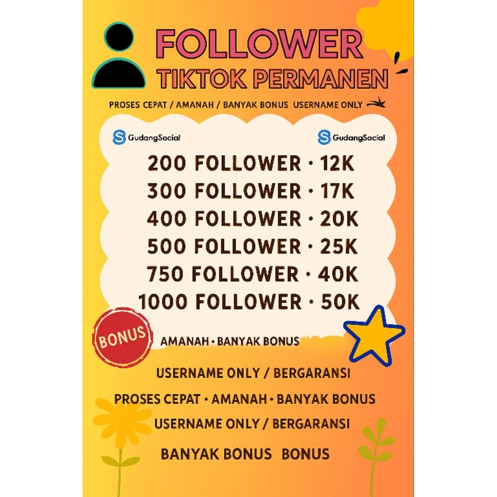 Jasa Tambah Follower TikTok Permanen Aman Cepat Bergaransi – 200-1000 Follower