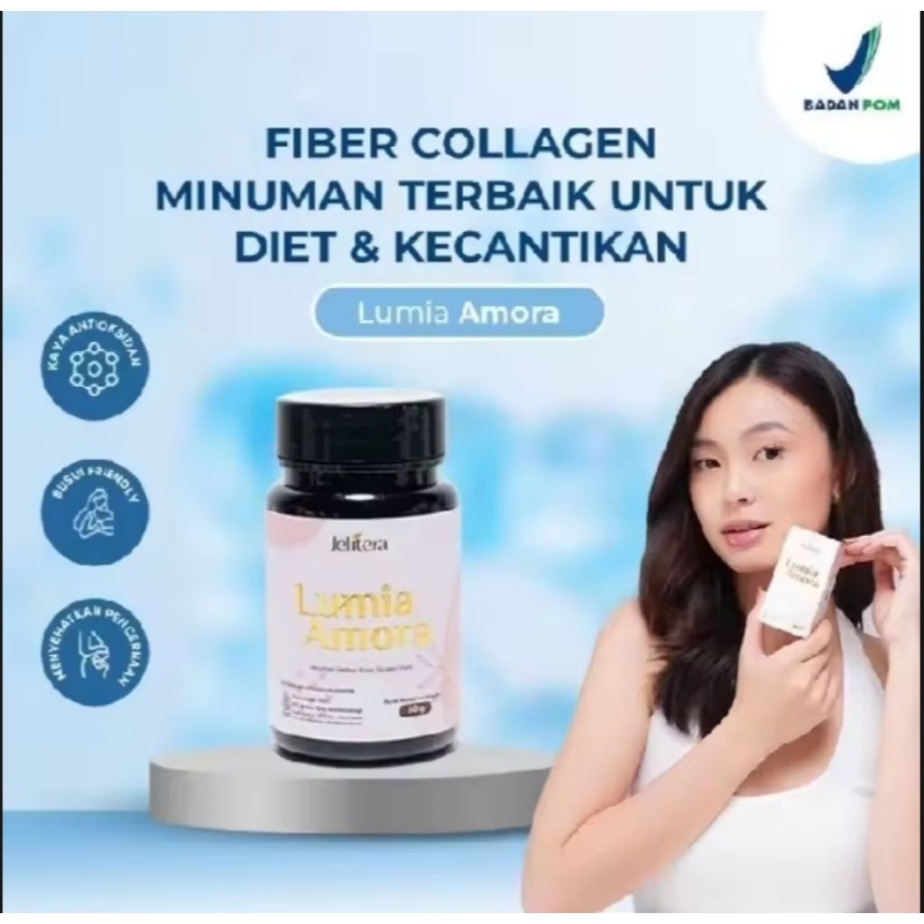 Distributor Jelitera Lumia Amora Asli Collagen Drink Suplemen Kecantikan Memutihkan Badan dan Wajah 