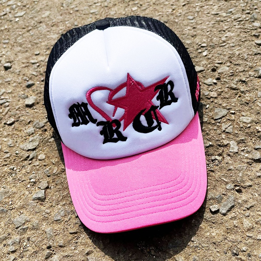 Marcher.ltd Trucker Hat Saint Pink Black/ Topi Jaring /Topi Bintang /Topi Pria Dan Wanita
