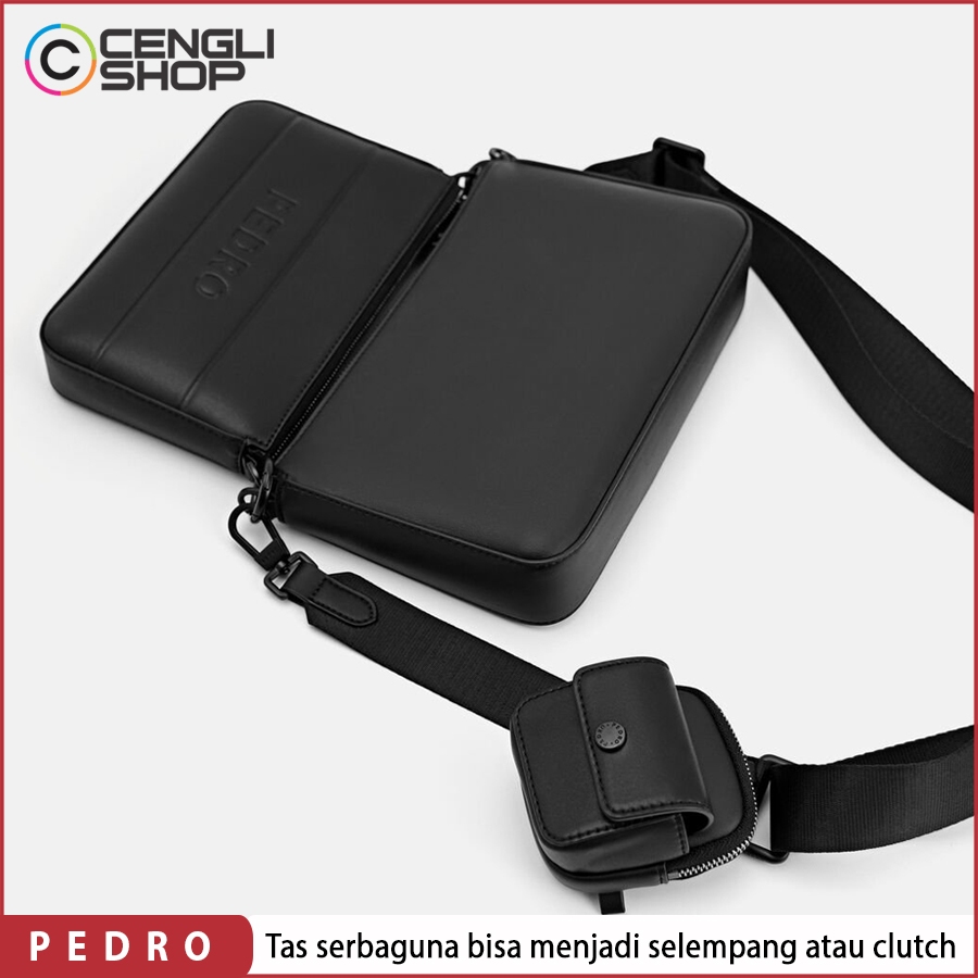 PM036 TAS SELEMPANG PRIA PEDRO SLING BAG ORIGINAL BRANDED ASLI ORI HITAM