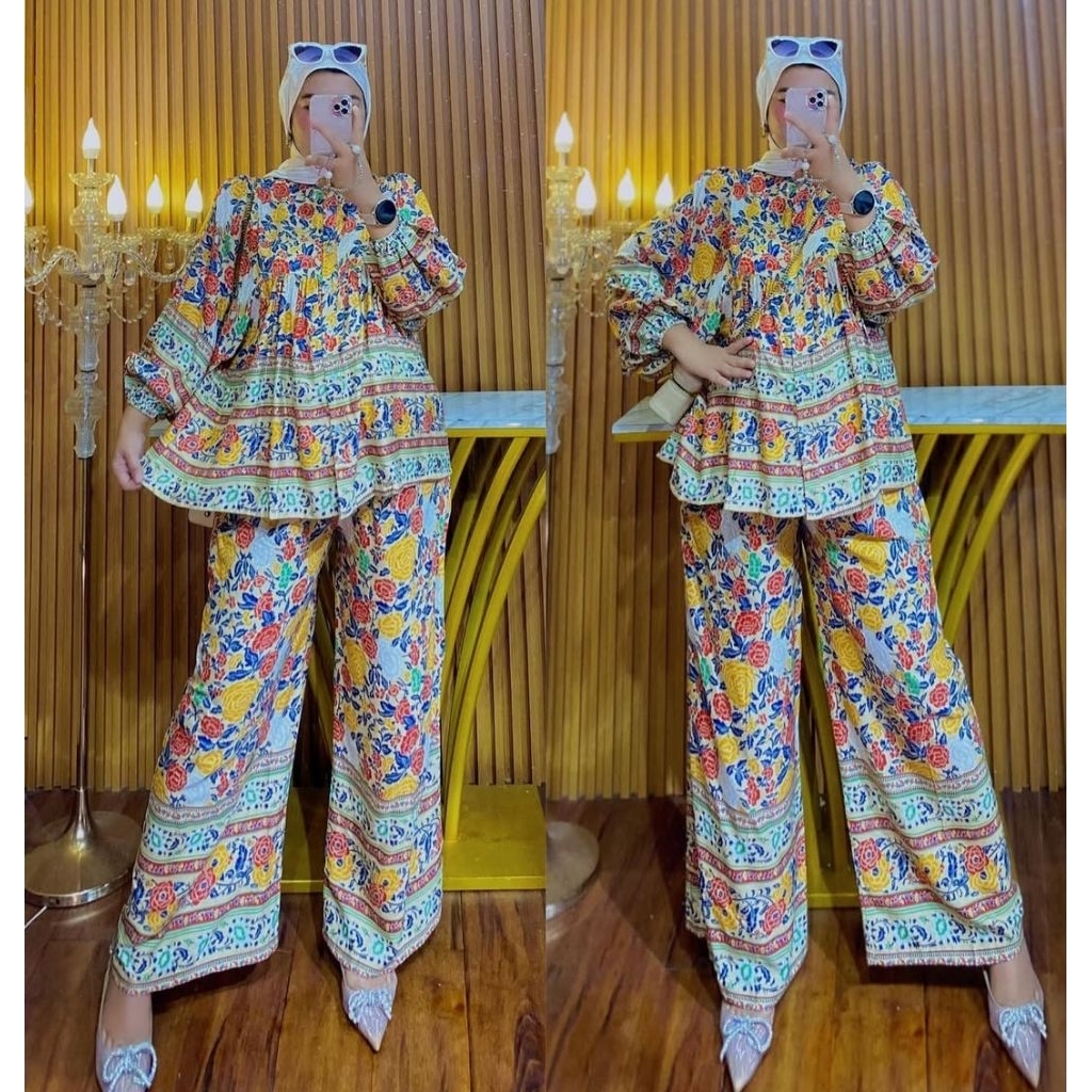 SETCEL MAURA SET/SETCEL MAUDY/SETCEL KATUN LENGAN BALON VIRAL/SETELAN KATUN PREMIUM LENGAN BALON/SET