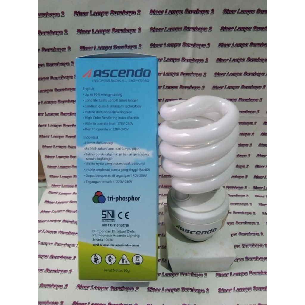 Lampu Spiral Ascendo 23 watt kuning super terang