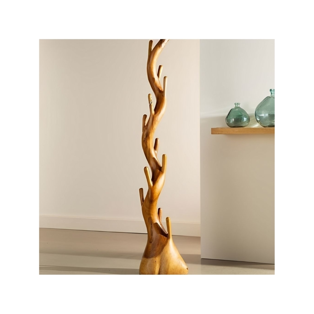 Standing Hanger Kayu Natural | Gantungan Baju Kayu Model Pohon Estetik Minimalis
