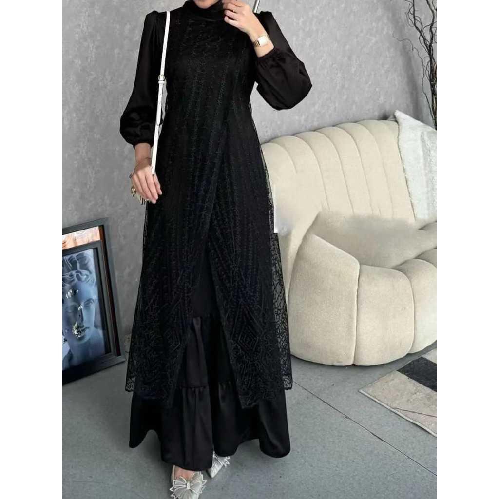 Baju Gamis Brokat Livia dress Baju Pesta Kondangan Terbaru Gamis Mewah 2025 Gaun Brokat Pesta Mewah
