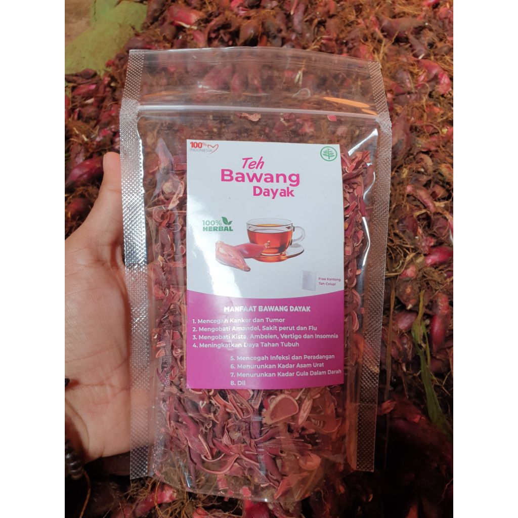 

Teh Bawang Dayak Kering rajang 100g (10 bonus 1bungkus) Herbal Murni
