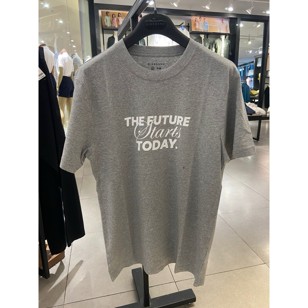 Giordano Tee Man Giordano Grey size S M L XL XXL Kaos Giordano