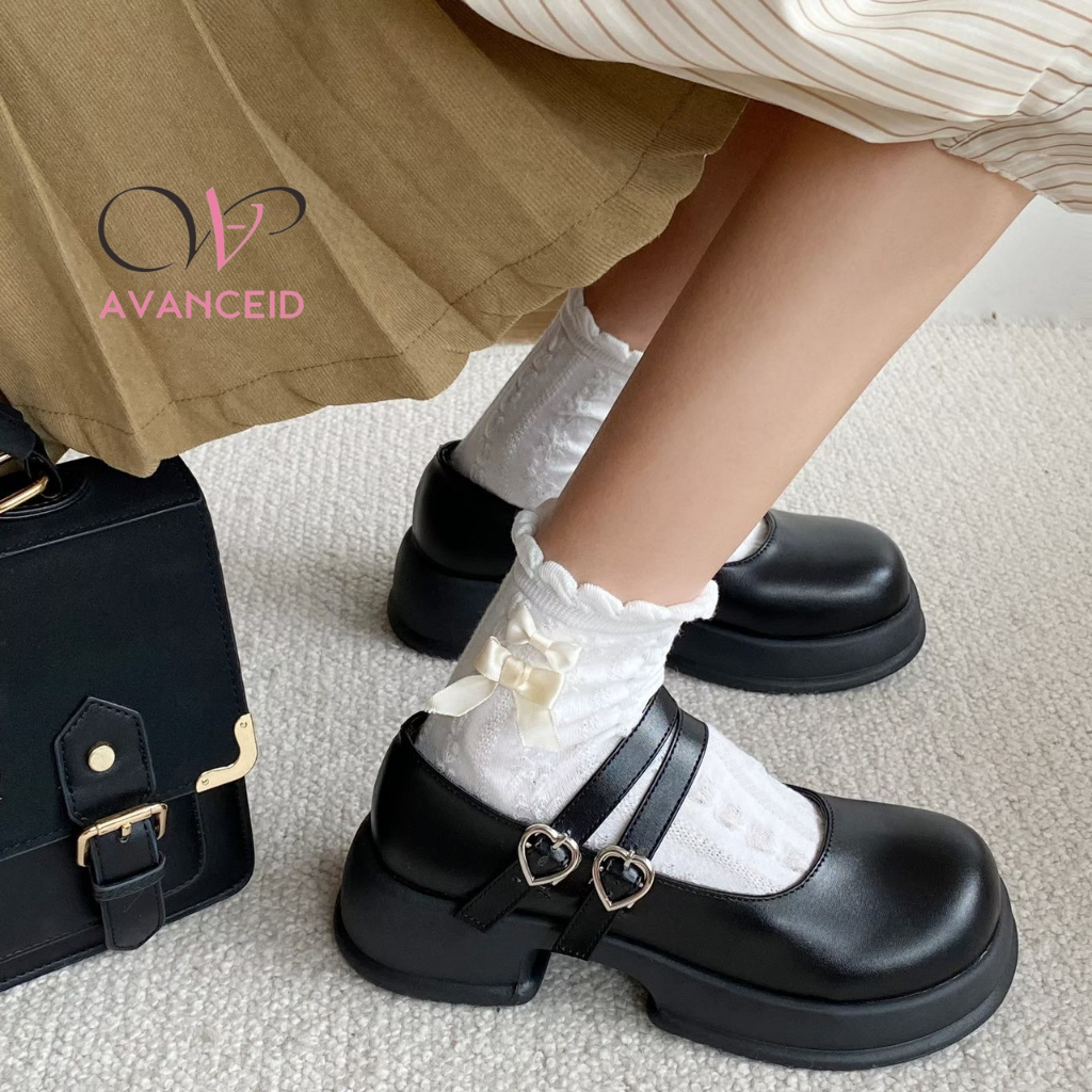AVANCEID 1820 Heels Sepatu Sneakers Wanita Kerja Docmart Hitam