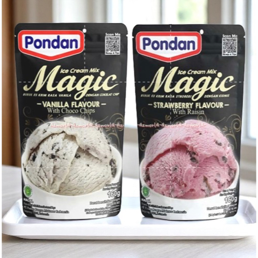 

Pondan Magic Ice Cream 160gr Vanilla Strawberry Flavour With Choco Chip Stroberi Kismis Tepung Membuat Es krim
