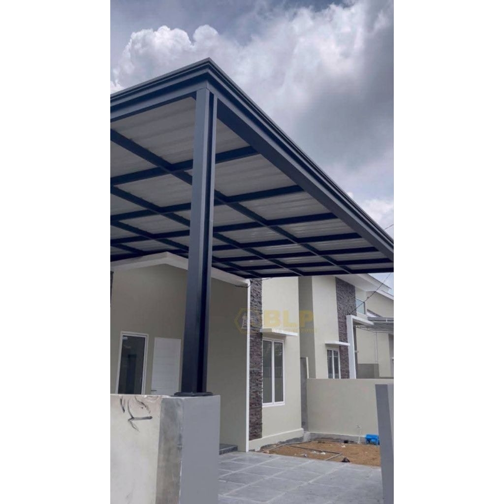 kanopi besi hollo atap alderon RS dobel layar rumah minimalis modern